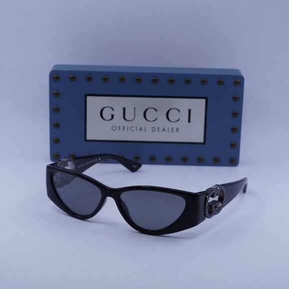 Gucci GG1824S 004 Cat Eye Sunglasses - Black/Black...
